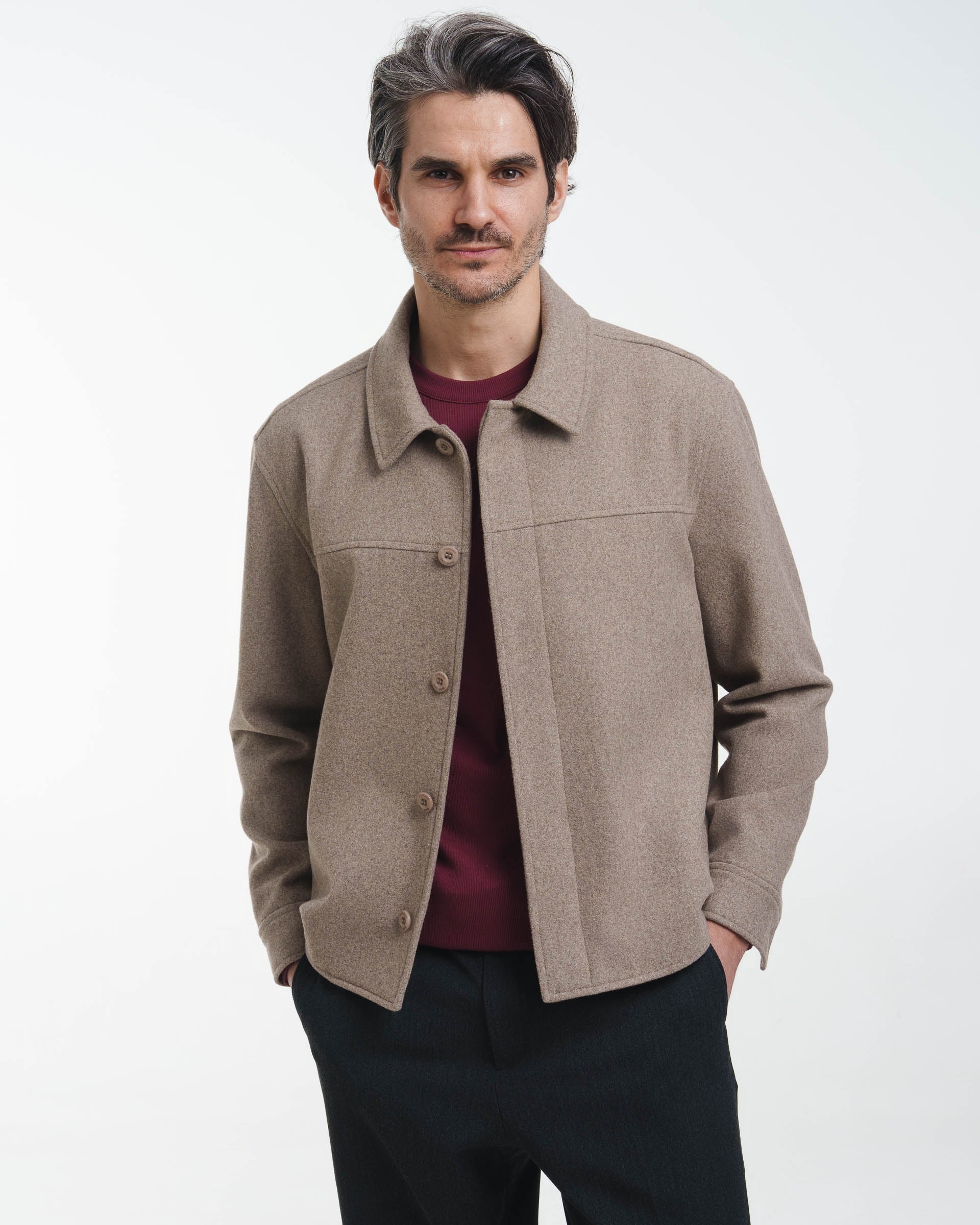 Wool Overshirt (Greige) - Image 2
