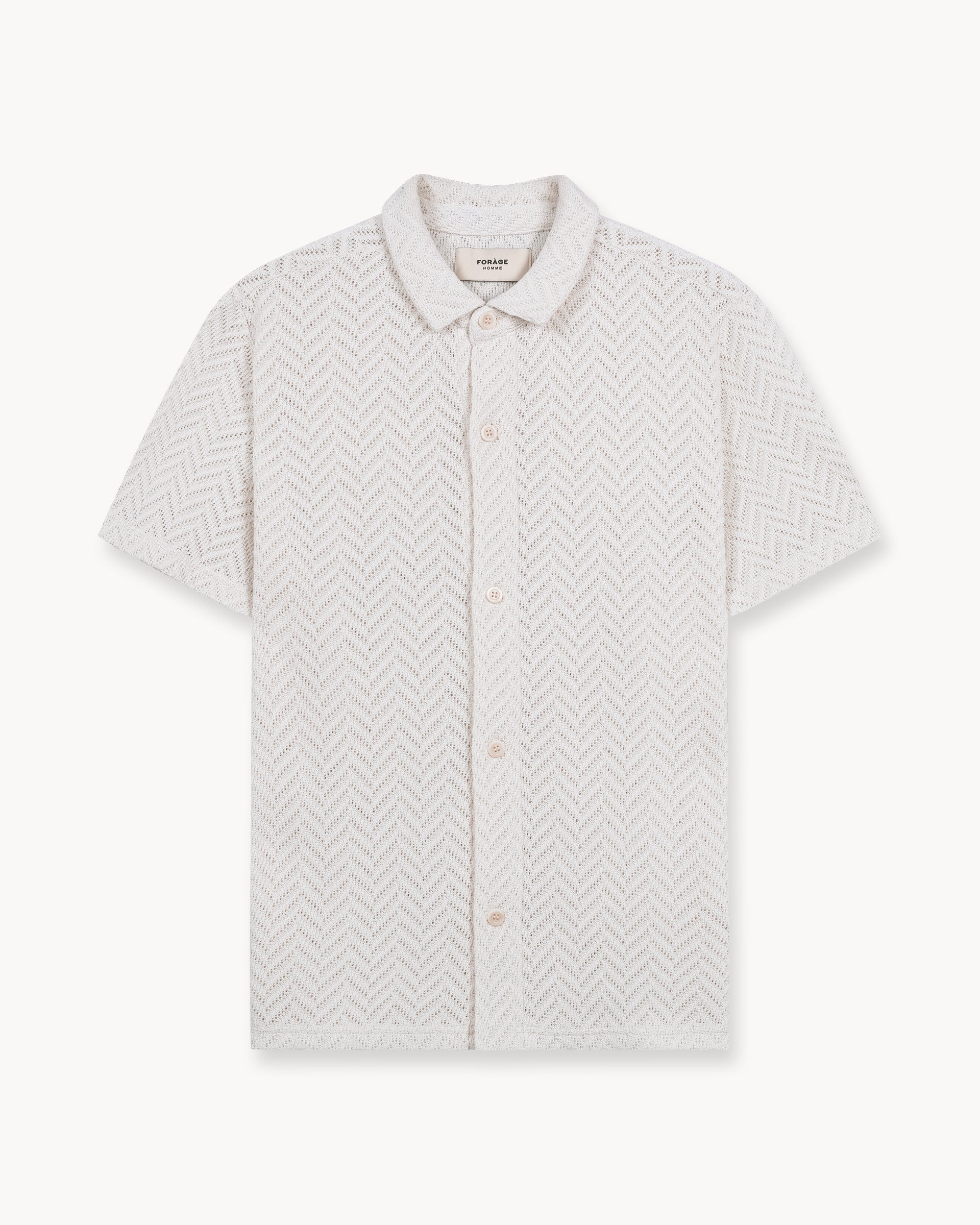 Crochet Short Sleeve Shirt (Off-White)