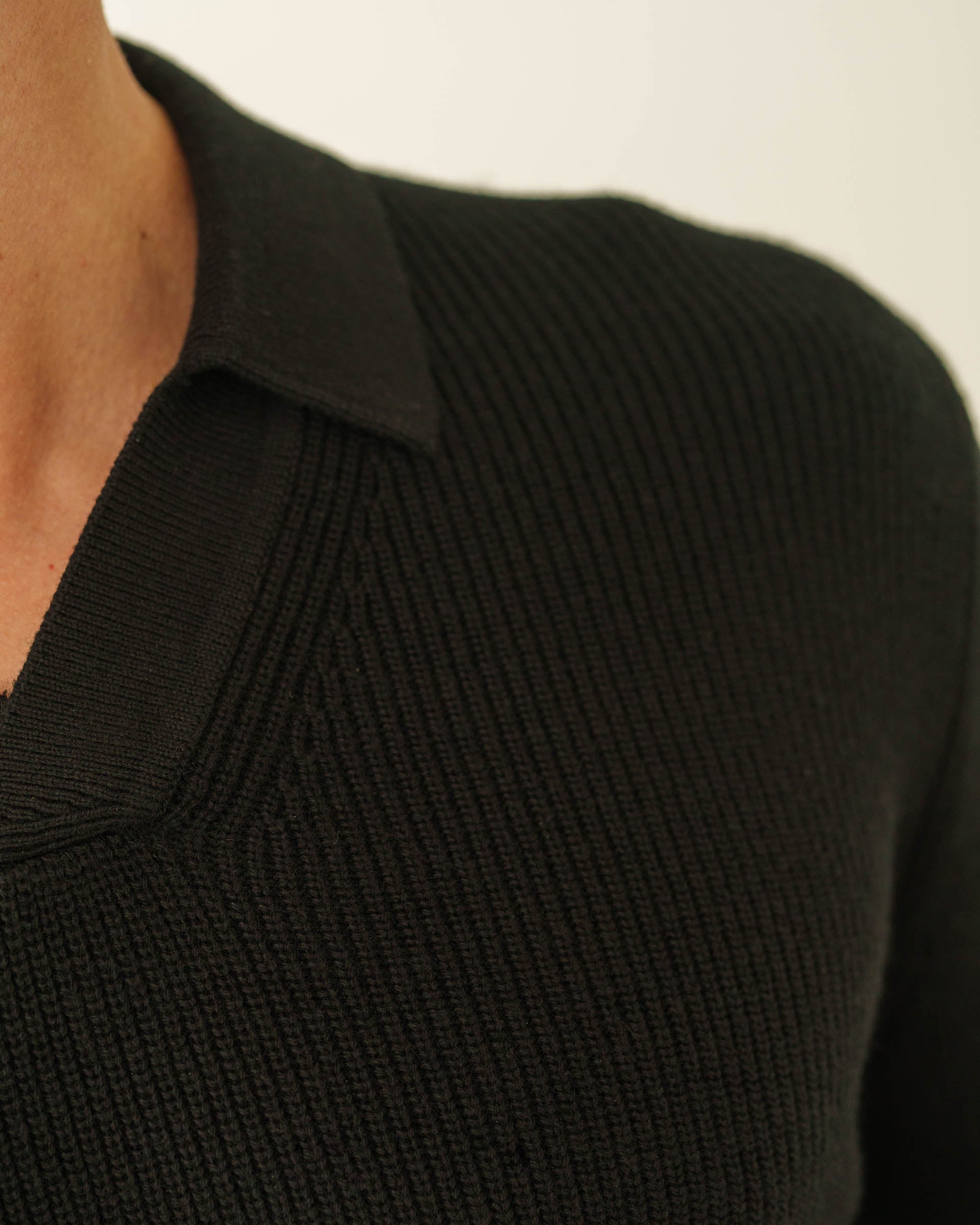 Rib Knit Polo (Black) - Image 5