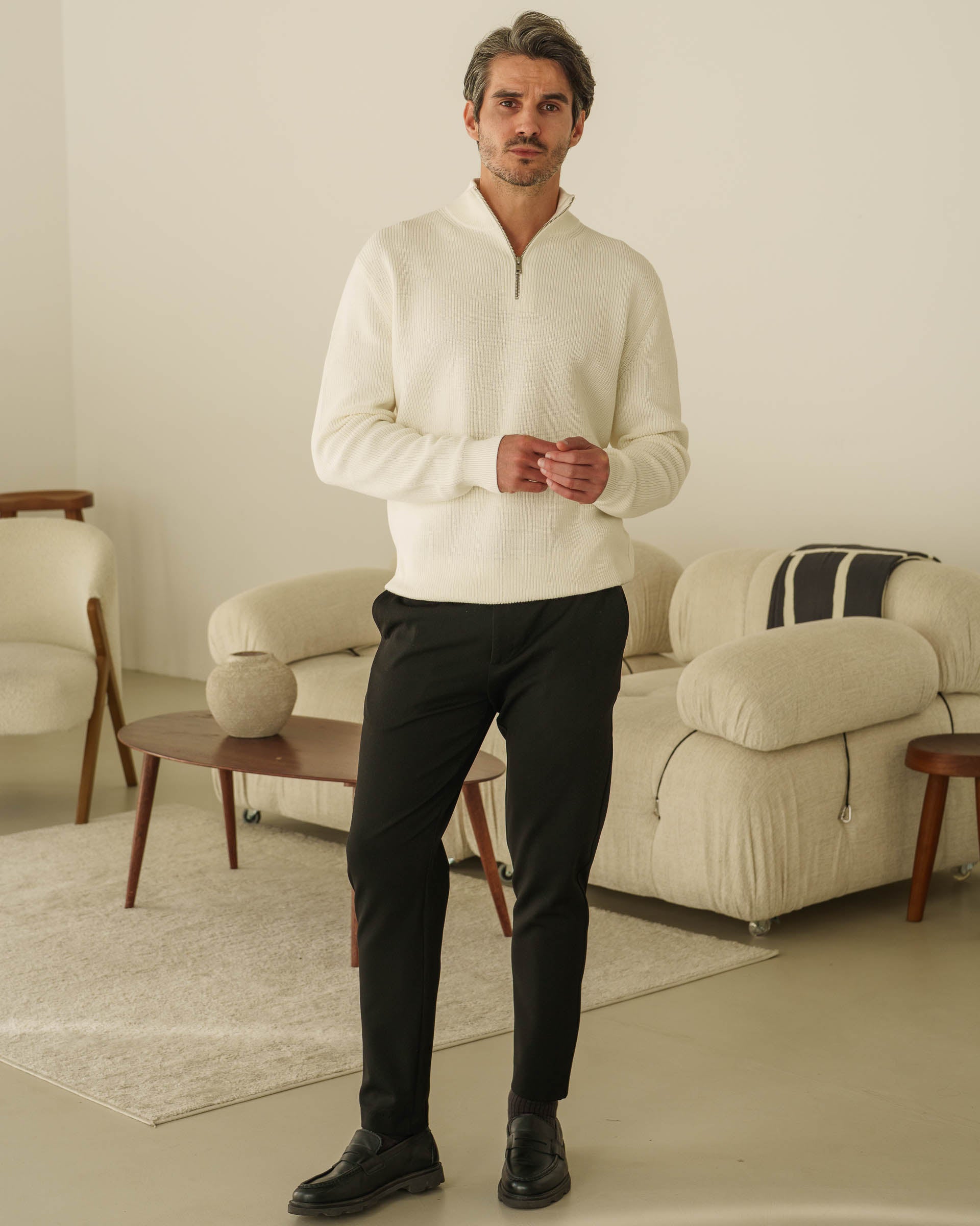 Rib Knit Troyer (Off-White) - Image 4
