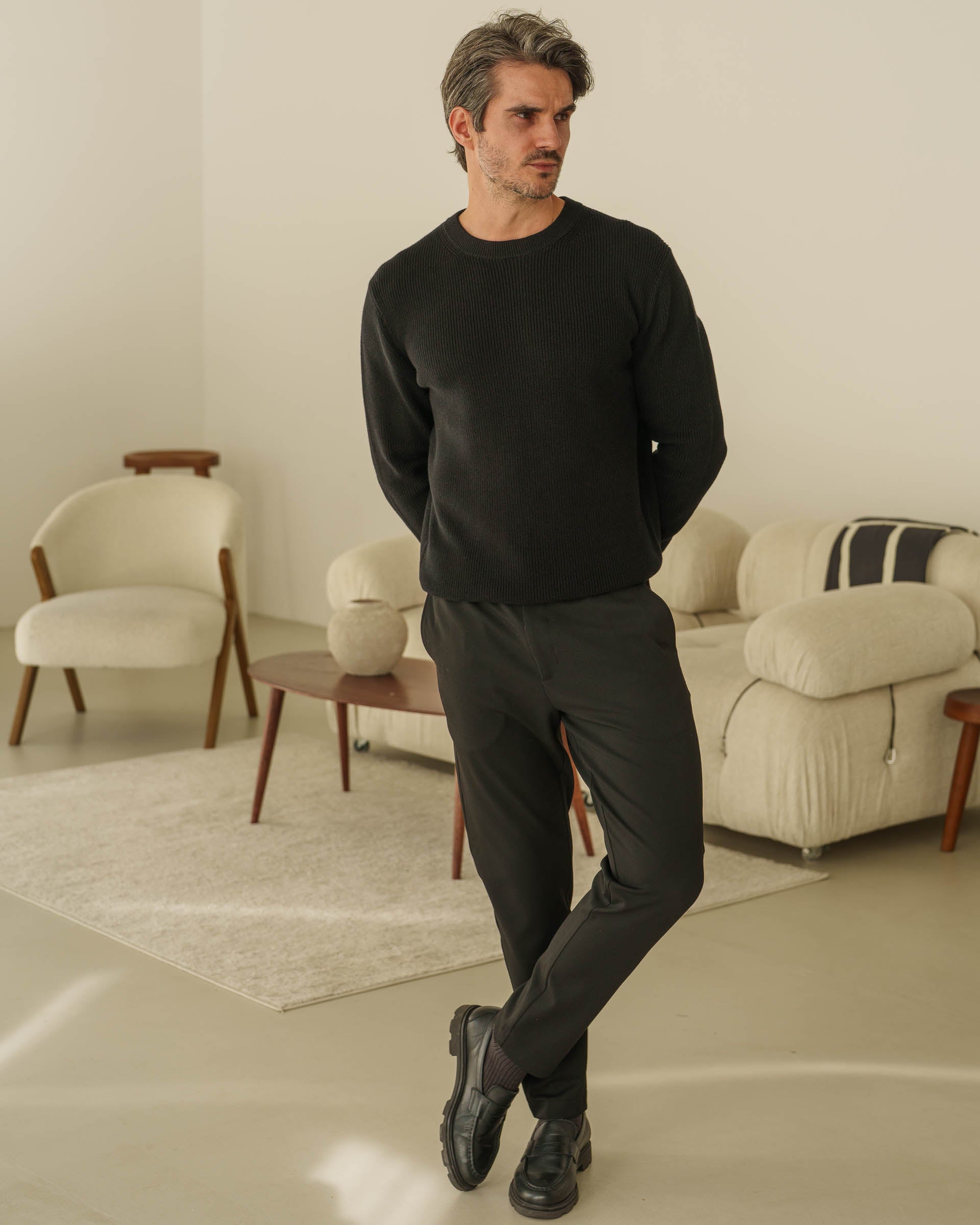 Rib Knit Sweater (Black) - Image 3