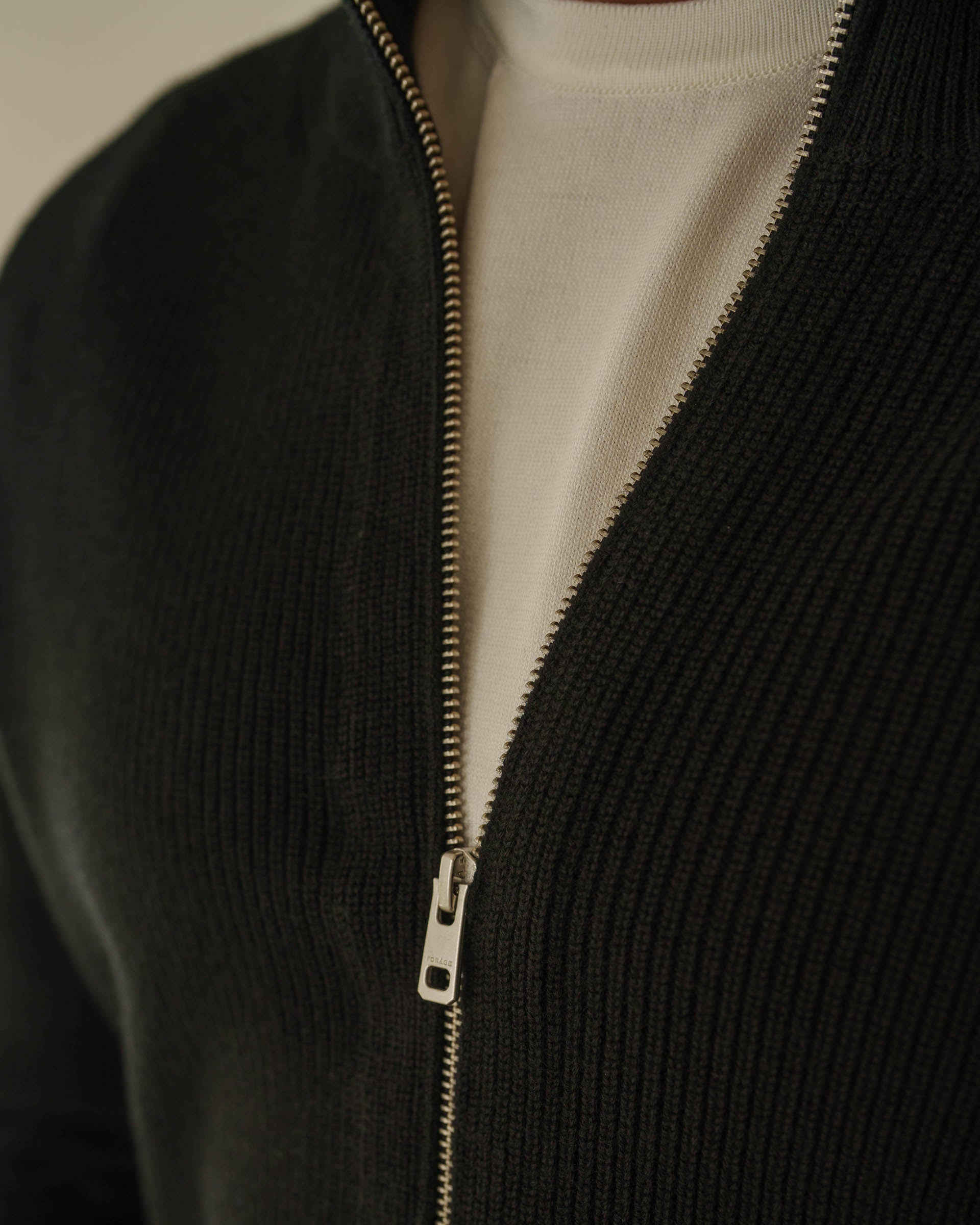 Rib Knit Cardigan (Black) - Image 4