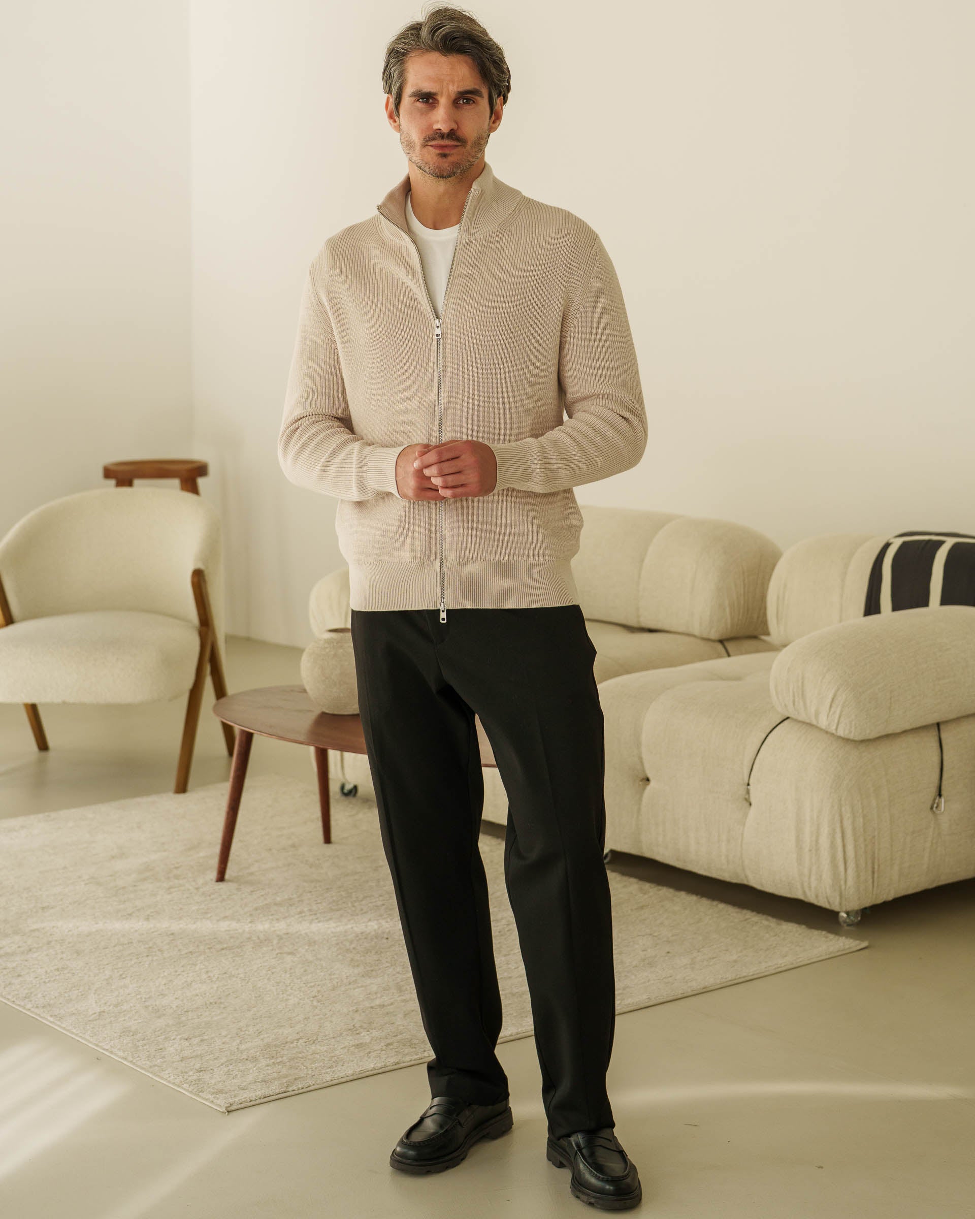 Rib Knit Cardigan (Sand) - Image 5