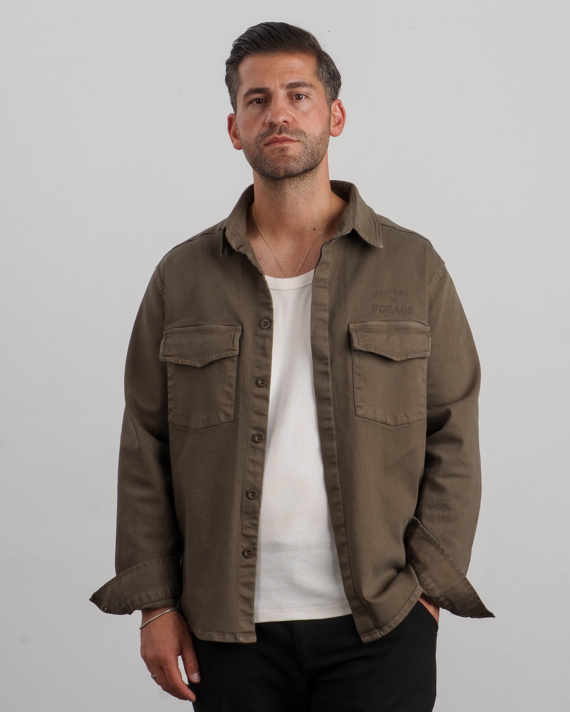 Vintage Shirt Jacket (Khaki) - Image 2