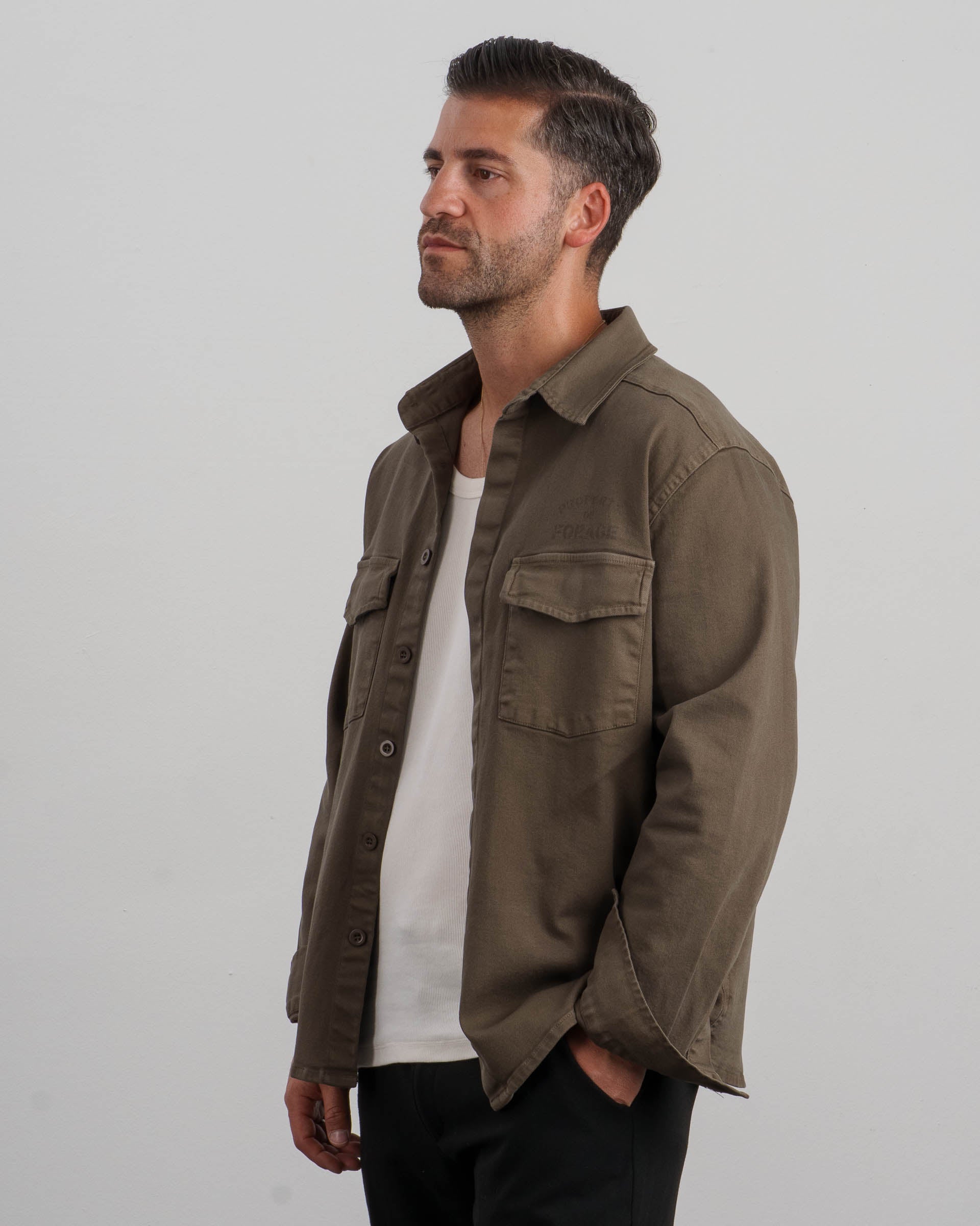 Vintage Shirt Jacket (Khaki) - Image 5