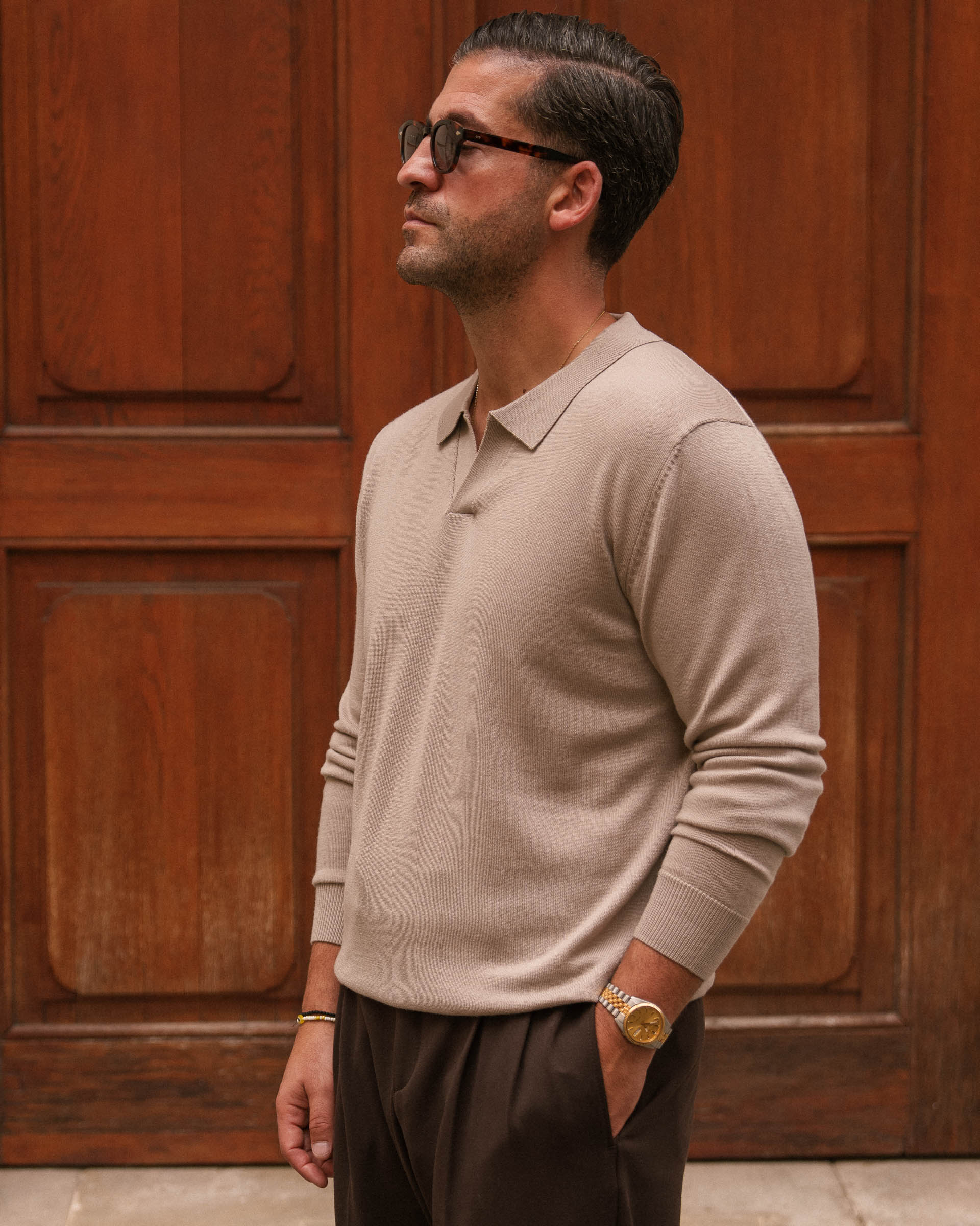 Merino Polo (Taupe) - Image 3