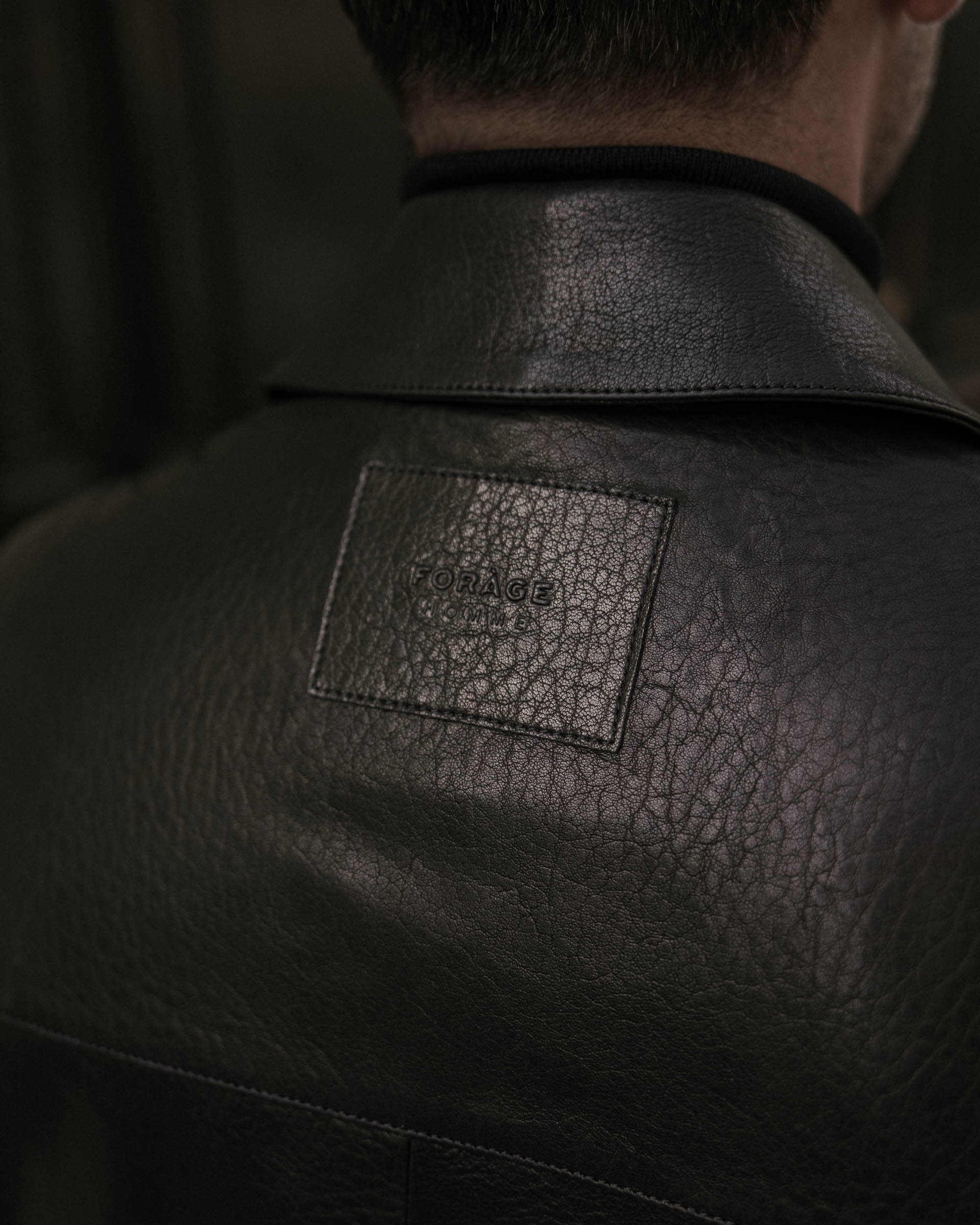 Leather Harrington Jacket (Black) - Image 5