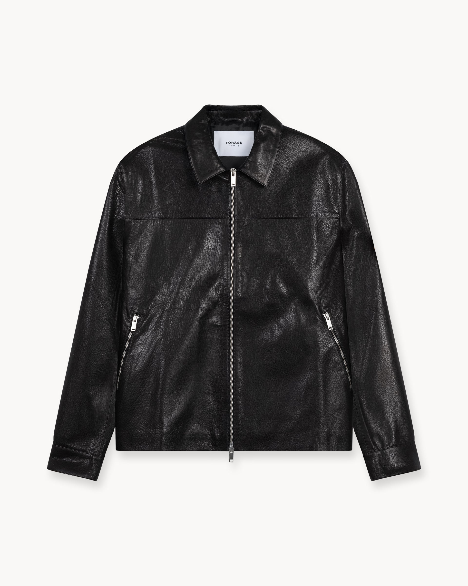 Leather Harrington Jacket (Black)