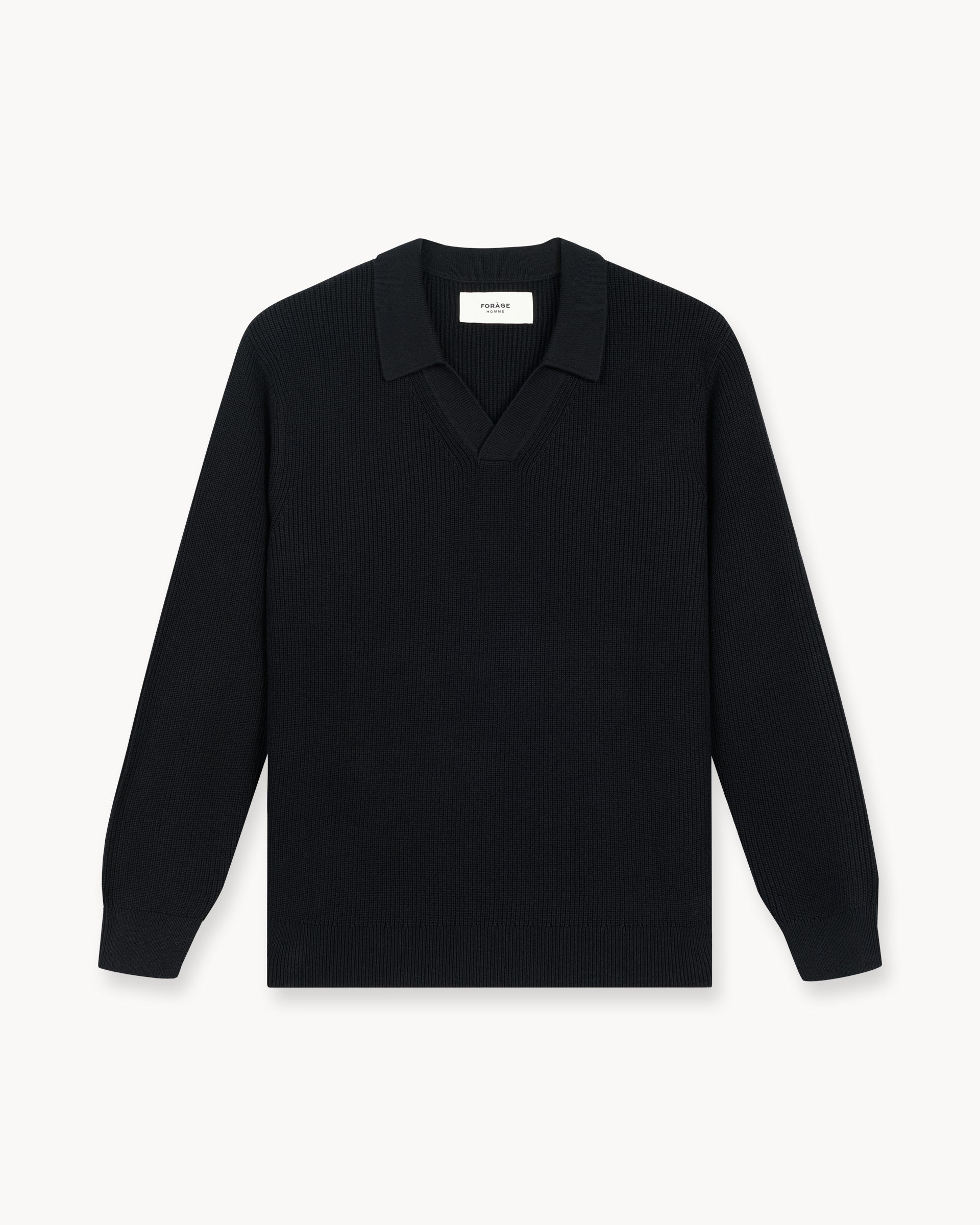 Rib Knit Polo (Black)