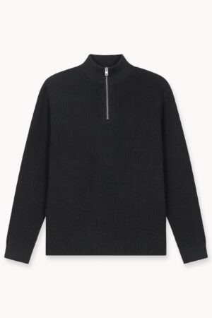Rib Knit Troyer (Black)