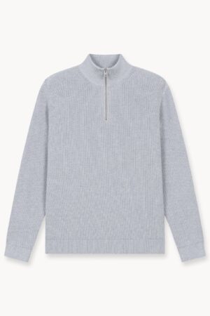 Rib Knit Troyer (Mid Grey)