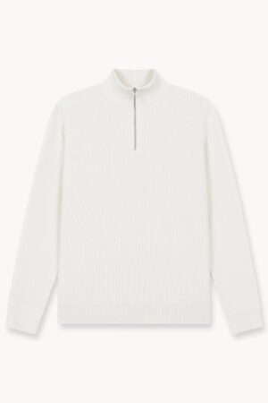 Rib Knit Troyer (Off-White)