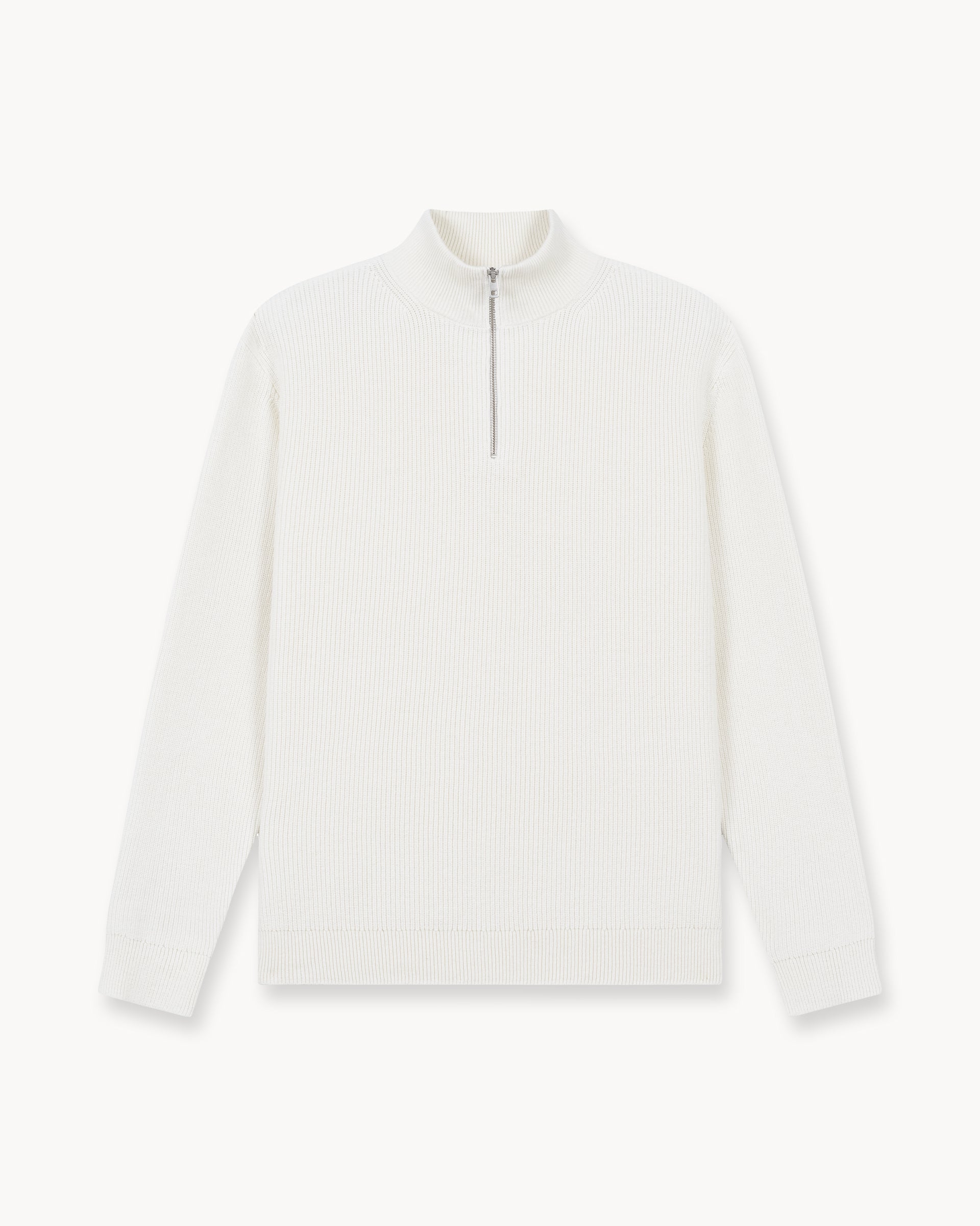 Rib Knit Troyer (Off-White)